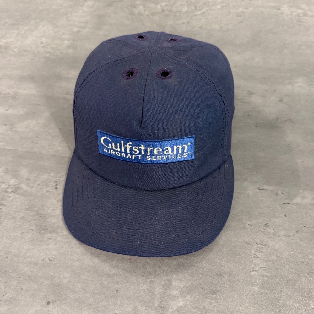 Vintage Bullard Base Bump Cap‎ Mens Navy Blue Gulfstream Aircraft Snapback USA